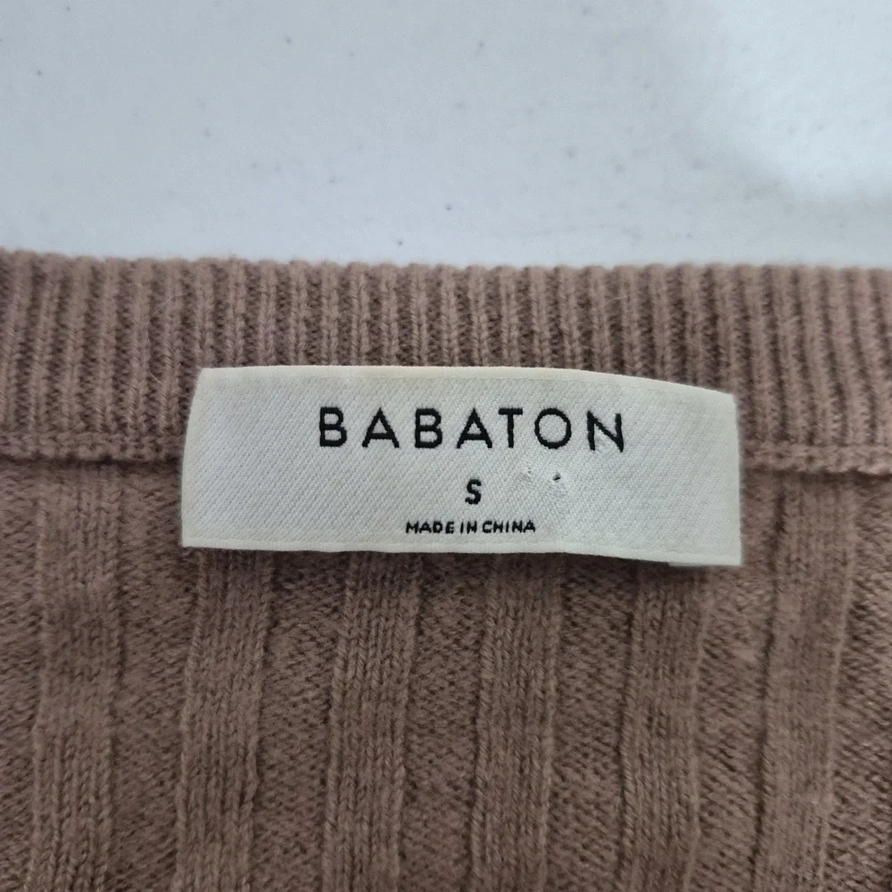 Babaton Crop Pullover Sweater‎ Womens Small Brown Wool Viscose Linen Ribbed Knit